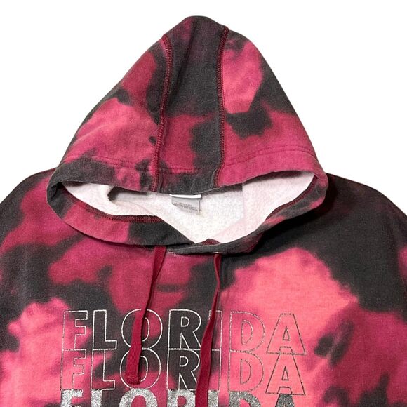 Florida Hoodie Mens 2XL Pink Black Tie Dye Pullover Sweatshirt Creative Apparel - Picture 9 of 12